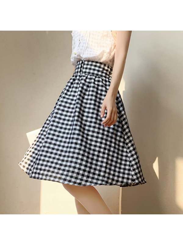 College style vintage literary plaid skirt
